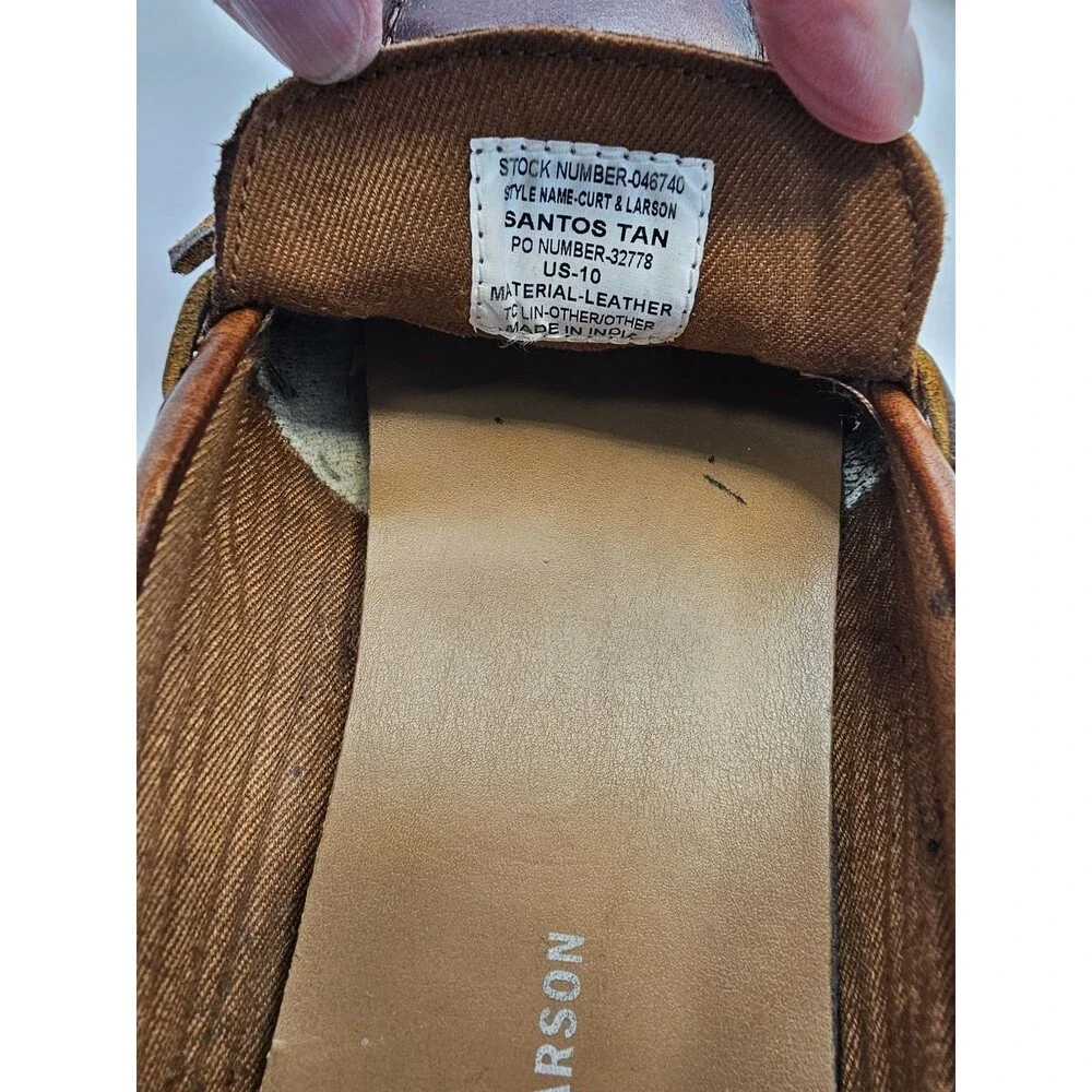 Curt & Larson Mens Leather Moccasin Driving Loafers Brown Tie Top Casual sz10